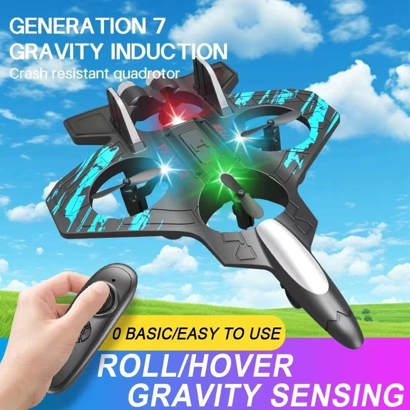 HOMEFISH 2.4G Remote Control Fighter Electric Foam Glider Stunt Tumbling UAV Hovering Helicopter with LED Lights Aircraft Model