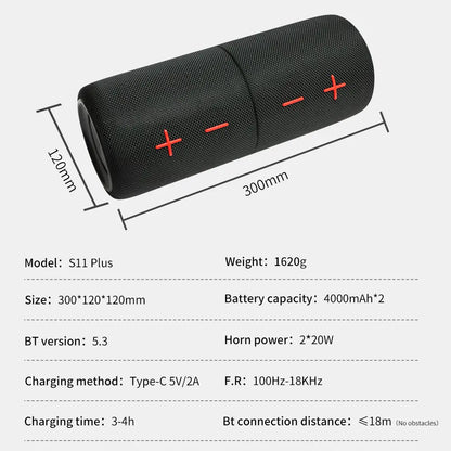 CYBORIS S11 Plus/S11 2 in 1 Bluetooth Speaker 40W/20W High Volume Stereo IPX6 Waterproof 24 Hours Play Time Bluetooth V5.3 Connectable for Smartphones & More Bluetooth Speaker Subwoofers Audio Magnetic Summervibes