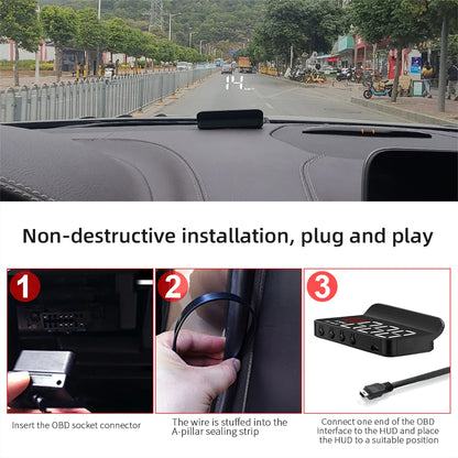 M3 HUD OBD2 Display On-Board Computer Car Head-Up Sisplay Windshield Big Font Projection Speedometer Temp Voltage Alarm Custom