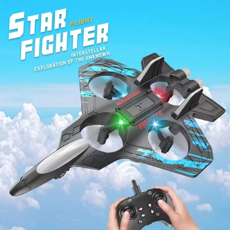 HOMEFISH 2.4G Remote Control Fighter Electric Foam Glider Stunt Tumbling UAV Hovering Helicopter with LED Lights Aircraft Model