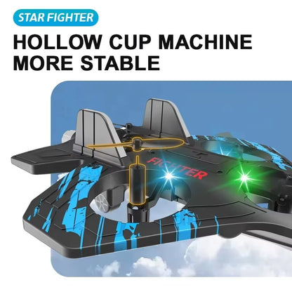 HOMEFISH 2.4G Remote Control Fighter Electric Foam Glider Stunt Tumbling UAV Hovering Helicopter with LED Lights Aircraft Model
