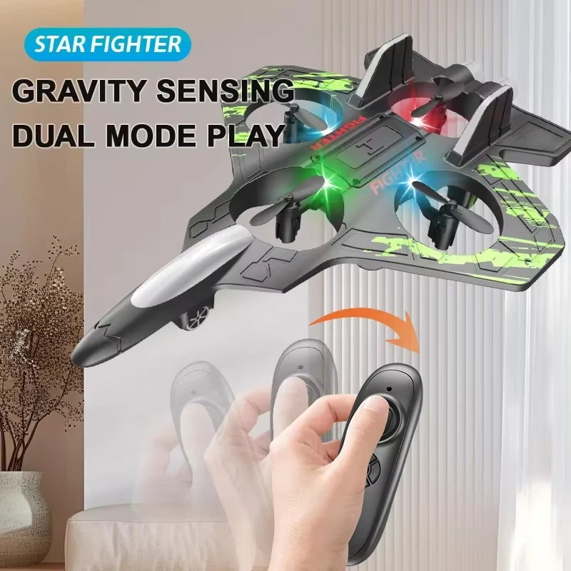 HOMEFISH 2.4G Remote Control Fighter Electric Foam Glider Stunt Tumbling UAV Hovering Helicopter with LED Lights Aircraft Model